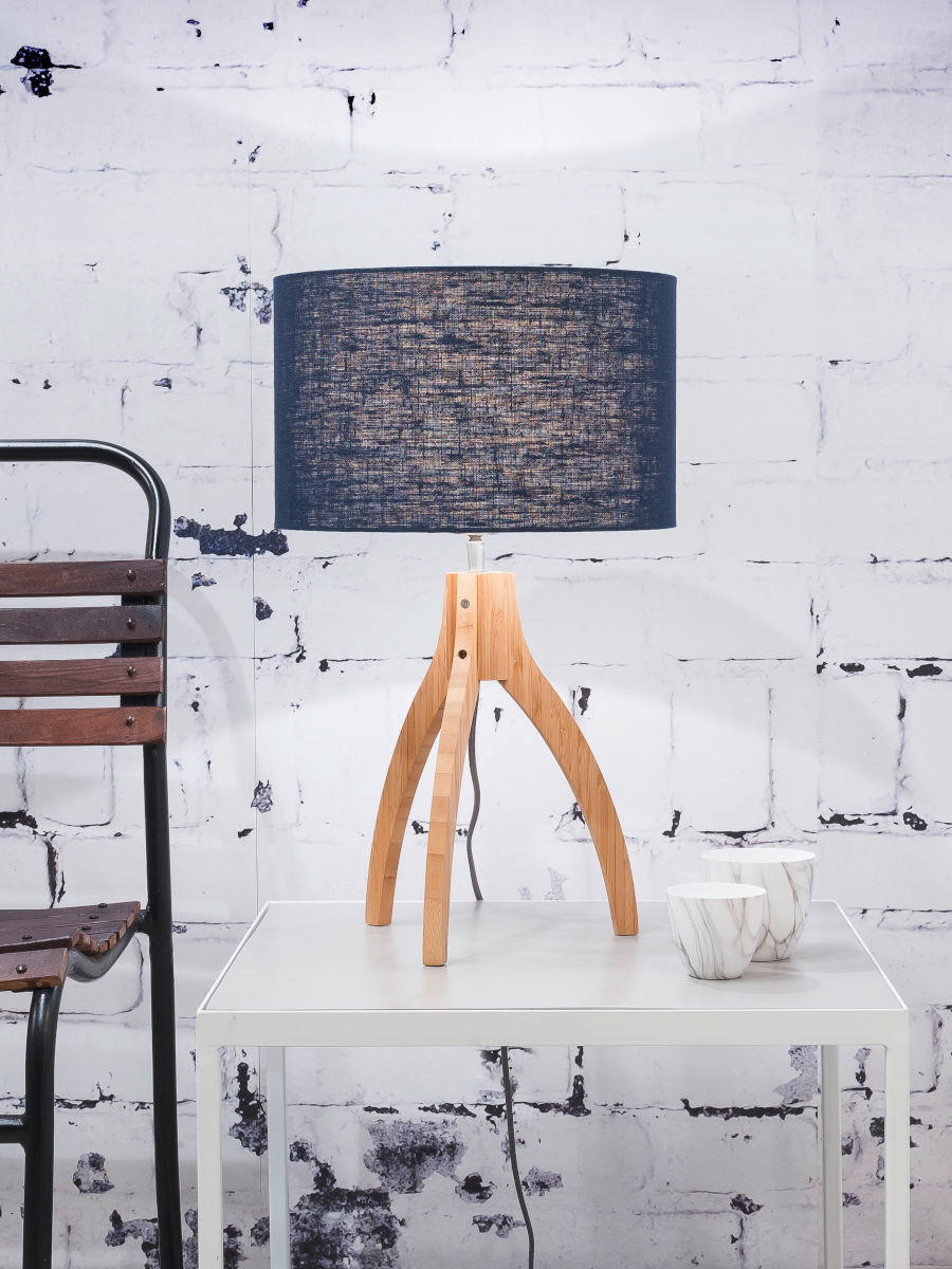 TISCHLEUCHTE - Blau/Naturfarben, Trend, Holz/Textil (36/54cm) - Good & Mojo