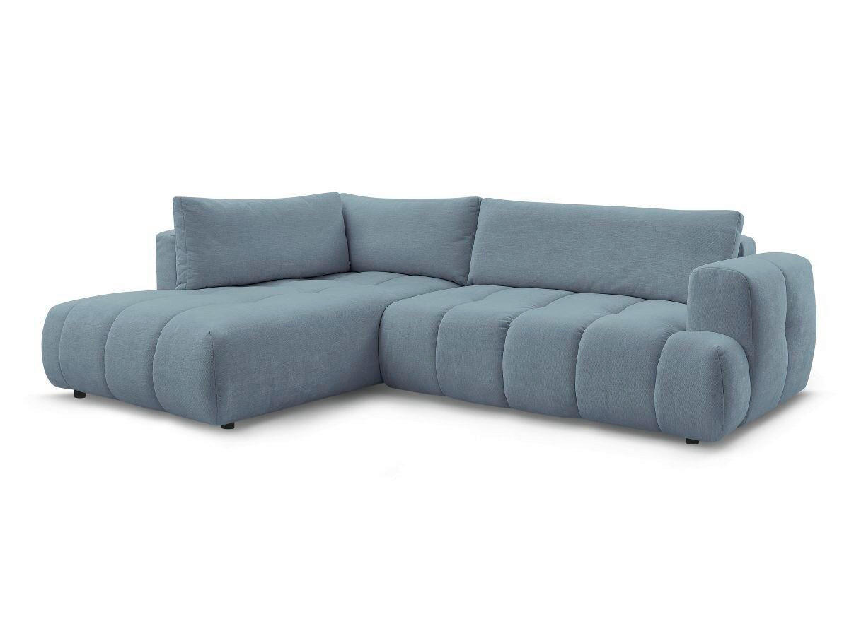 ECKSCHLAFSOFA FUJI Leinenoptik Hellblau  inkl.  - Schwarz/Hellblau, MODERN, Kunststoff/Textil (204/282cm)