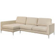 ECKSOFA Beige Chenille  - Beige/Silberfarben, KONVENTIONELL, Textil/Metall (143/284cm) - Carryhome