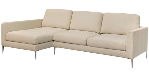 ECKSOFA Beige Chenille  - Beige/Silberfarben, KONVENTIONELL, Textil/Metall (143/284cm) - Carryhome