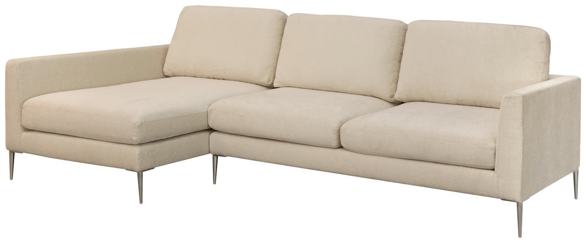 ECKSOFA Beige Chenille  - Beige/Silberfarben, KONVENTIONELL, Textil/Metall (143/284cm) - Carryhome