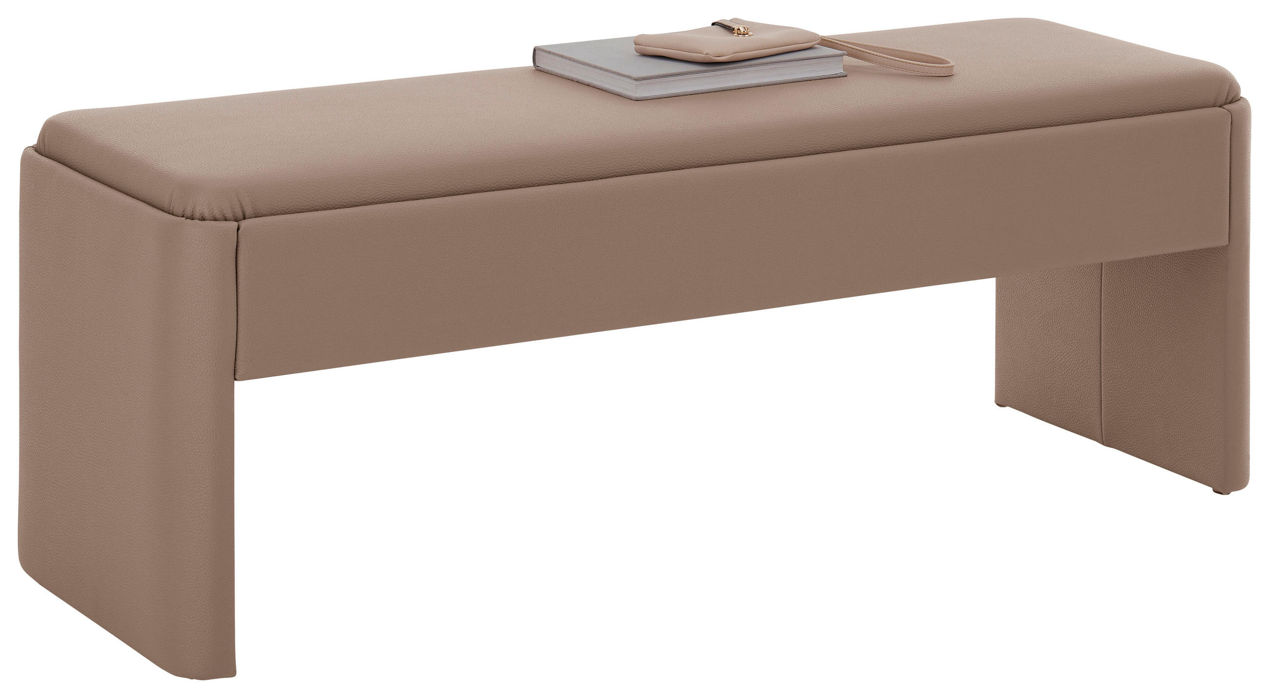 HOCKERBANK 142/50/47 cm Lederlook Braun, Beige  - Beige/Braun, Design, Textil (142/50/47cm) - Johann Jakob