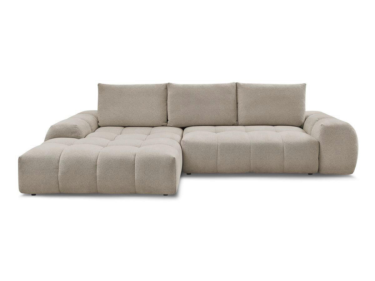 ECKSCHLAFSOFA EVEREST  mit Rücken echt, Armteil links, Armteil rechts Flachgewebe Taupe  - Taupe/Schwarz, MODERN, Kunststoff/Textil (180/318cm) - Livetastic