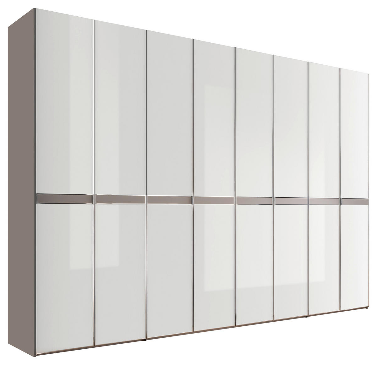 DREHTÜRENSCHRANK  in Grau, Weiß  - Chromfarben/Weiß, MODERN, Glas/Holzwerkstoff (330/230/63cm) - Dieter Knoll