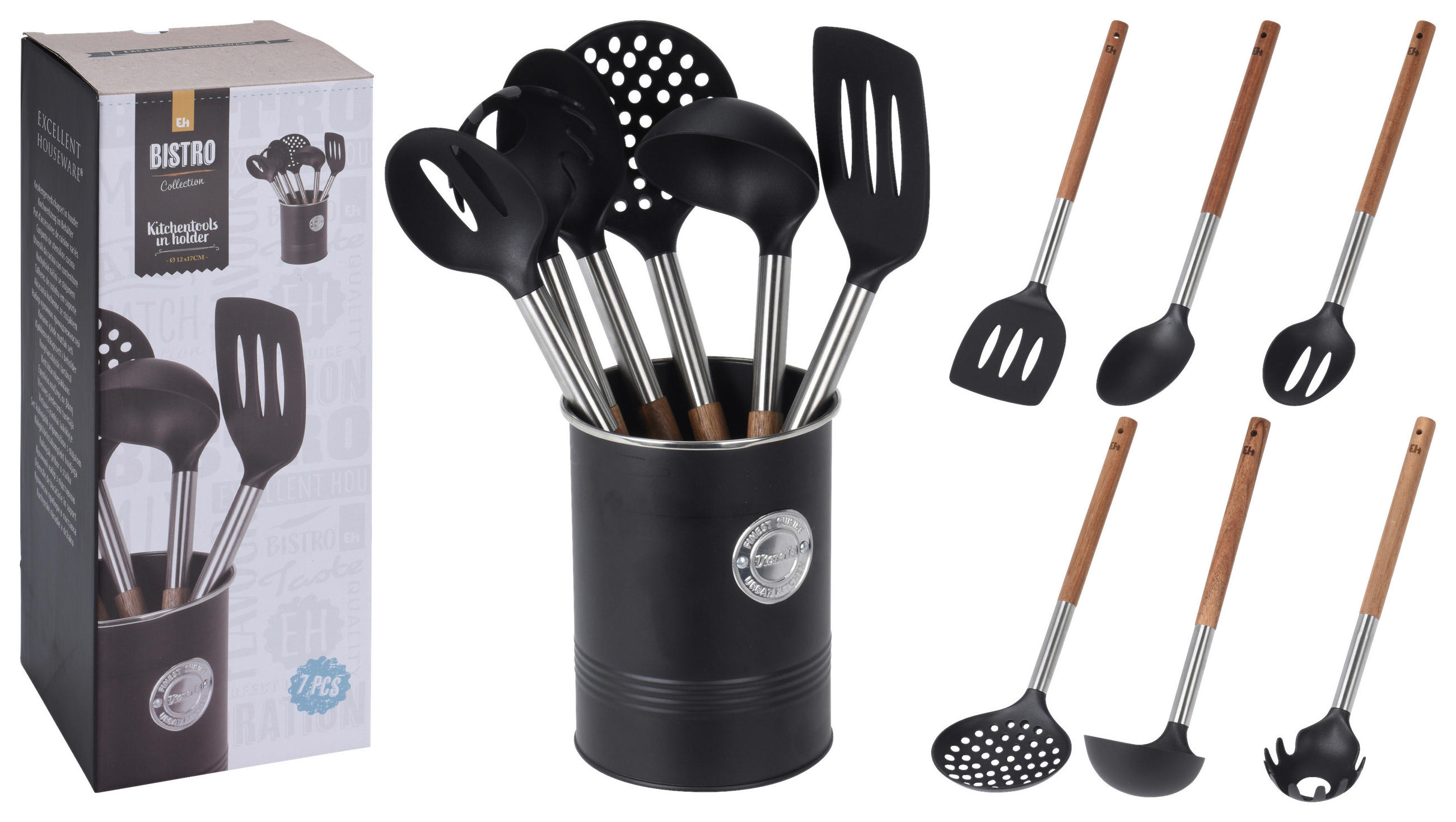 Küchenhelferset Aus Edelstahl /holz 7-Tlg.