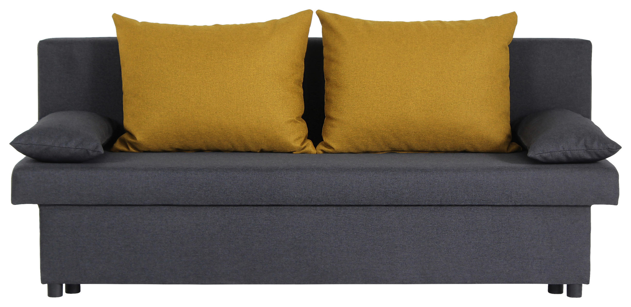 SCHLAFSOFA NEO Webstoff Gelb, Dunkelgrau  inkl. Rückenkissen, Armlehnenkissen, Bettkasten  - Dunkelgrau/Gelb, Basics, Kunststoff/Textil (192/82/82cm) - P & B