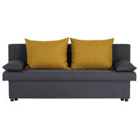 SCHLAFSOFA NEO Webstoff Gelb, Dunkelgrau  inkl. Rückenkissen, Armlehnenkissen, Bettkasten  - Dunkelgrau/Gelb, Basics, Kunststoff/Textil (192/82/82cm) - P & B
