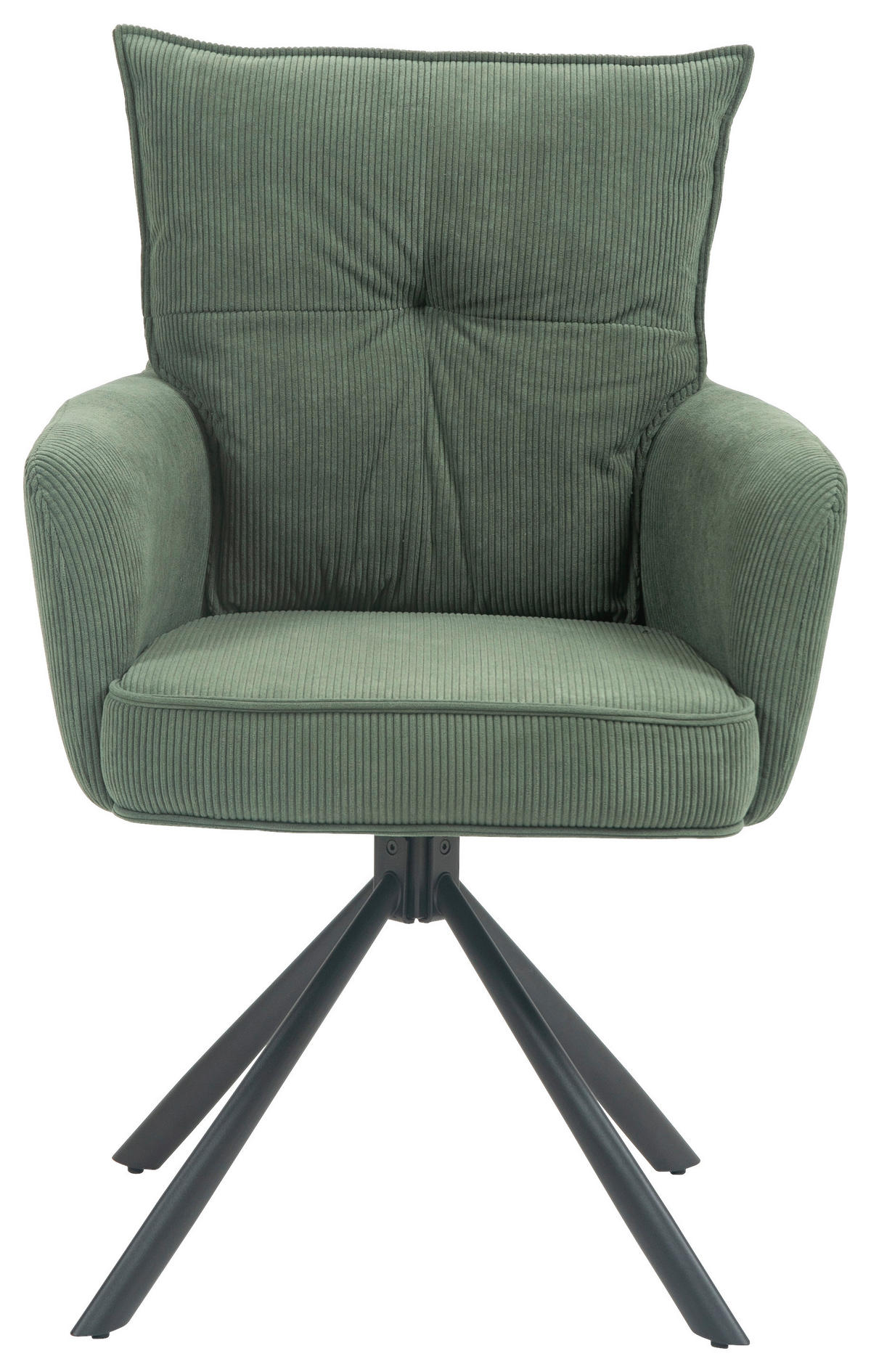 ARMLEHNSTUHL  in Eisen Cord  - Schwarz/Olivgrün, Design, Textil/Metall (60/95/67cm) - Novel