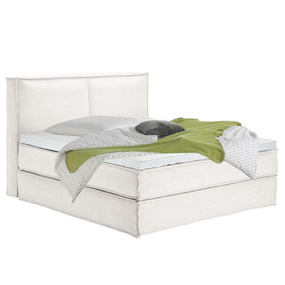 BOXSPRINGBETT 180/200 cm  in Creme  - Creme/Schwarz, Design, Textil (180/200cm) - home24