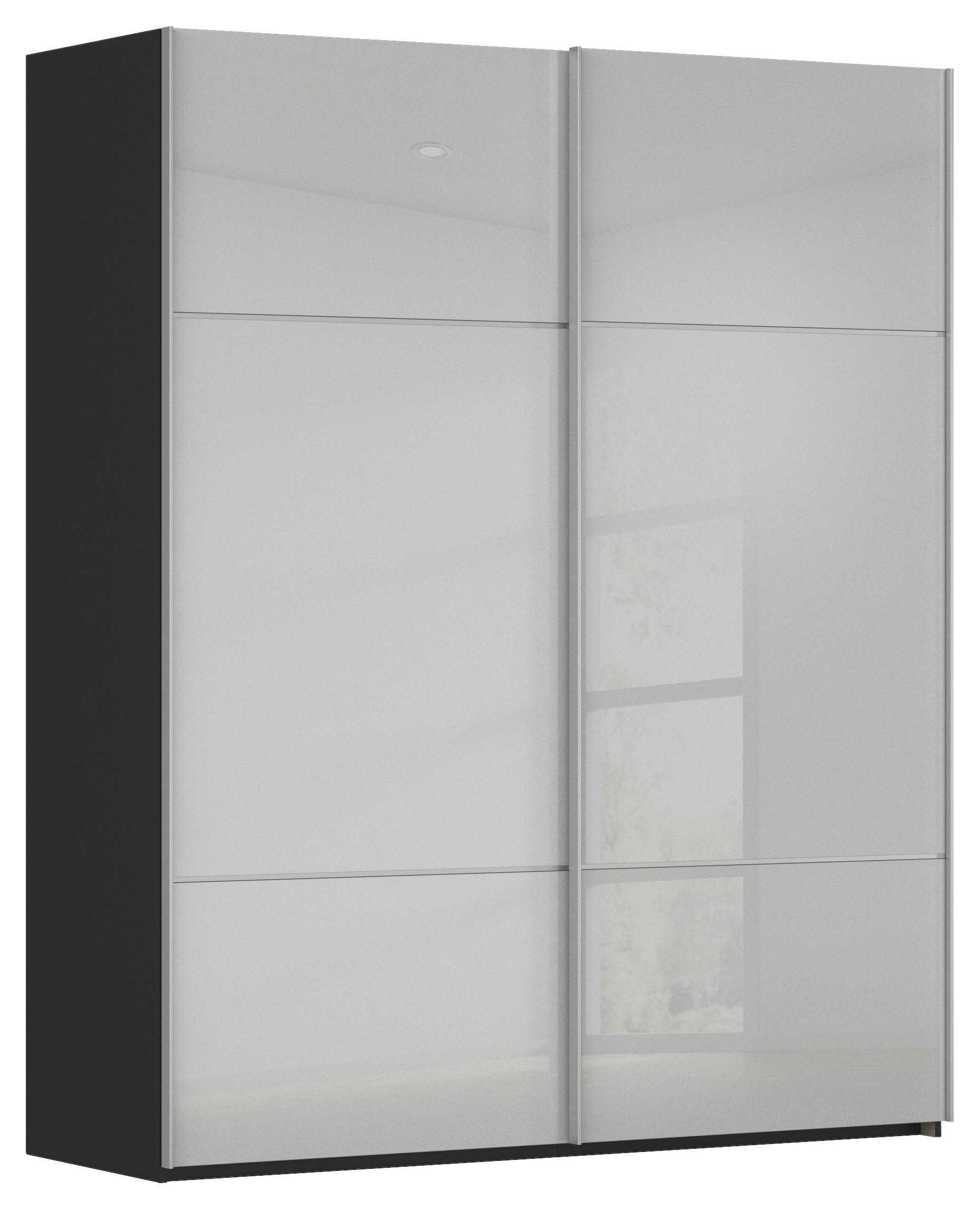 SCHWEBETÜRENSCHRANK in Grau, Schwarz  - Alufarben/Schwarz, Konventionell, Glas/Holzwerkstoff (162/223/68cm) - Novel