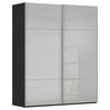 SCHWEBETÜRENSCHRANK 162/223/68 cm 2-türig Schwarz, Grau  - Alufarben/Schwarz, KONVENTIONELL, Glas/Holzwerkstoff (162/223/68cm) - Novel