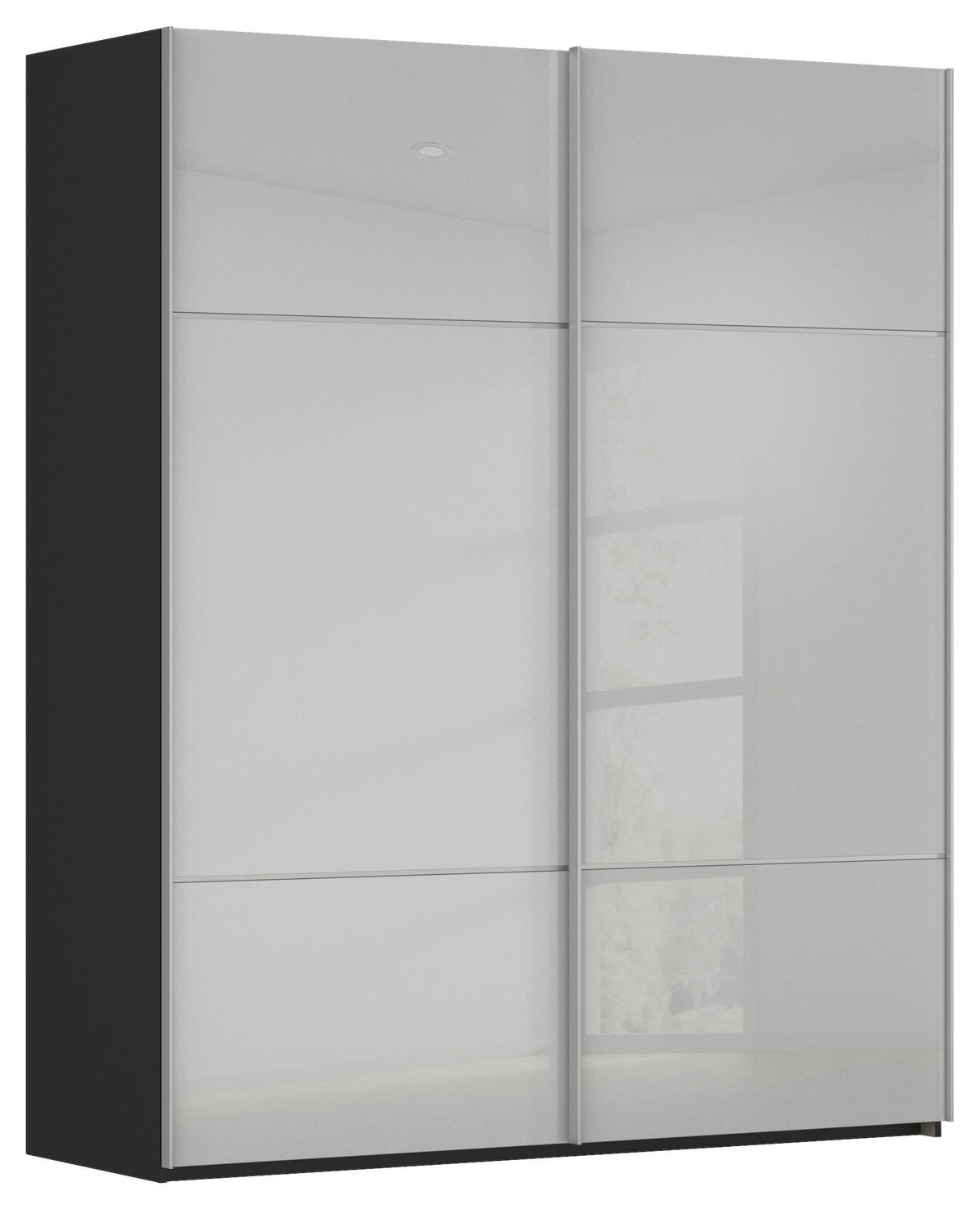 SCHWEBETÜRENSCHRANK 162/223/68 cm 2-türig Grau, Schwarz  - Alufarben/Schwarz, KONVENTIONELL, Glas/Holzwerkstoff (162/223/68cm) - Novel