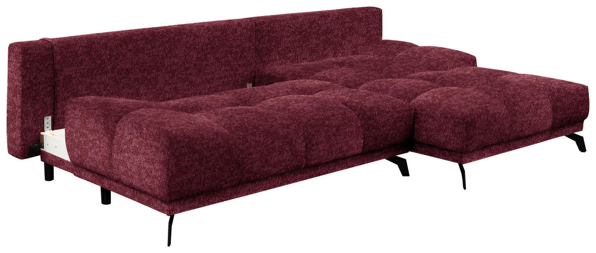 ECKSOFA in Chenille Dunkelrot  - Schwarz/Dunkelrot, Modern, Textil/Metall (290/182cm) - Hom`in
