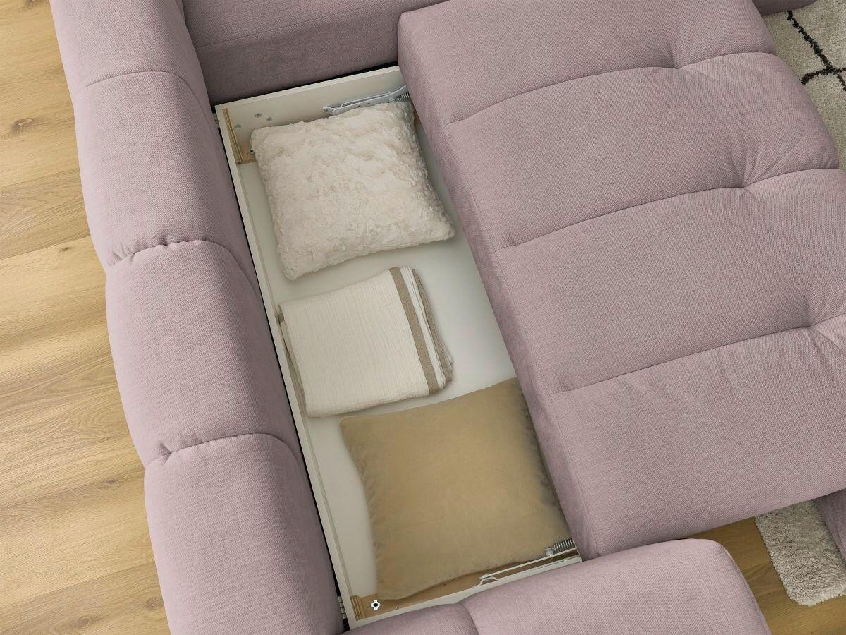 ECKSCHLAFSOFA FUJI Leinenoptik Pink  inkl.  - Pink/Schwarz, MODERN, Kunststoff/Textil (282/204cm)