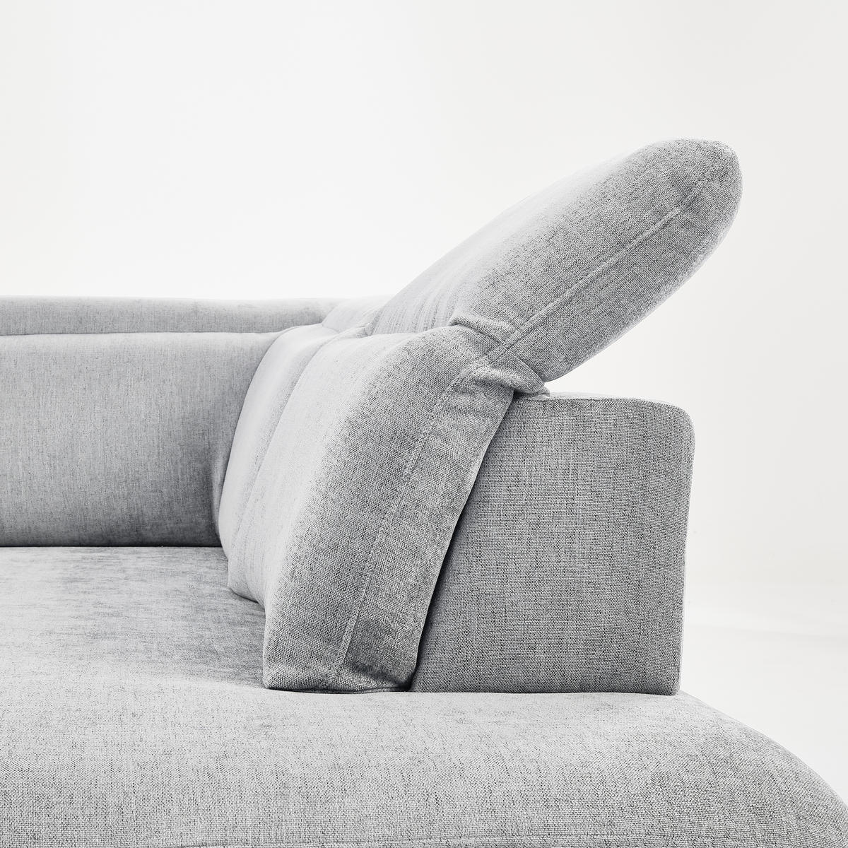 ECKSOFA in Webstoff Hellgrau  - Hellgrau/Schwarz, Design, Textil/Metall (293/197cm) - Stylife