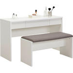 SCHMINKTISCH Grau, Weiß  - Weiß/Grau, Design, Holzwerkstoff/Textil (125/42/81cm) - Carryhome
