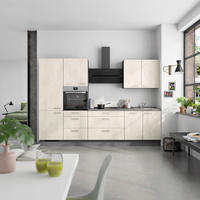 KÜCHENBLOCK Riva 300 cm  in Weiß, Schieferfarben  - Schieferfarben/Edelstahlfarben, MODERN, Holzwerkstoff/Metall (300cm) - Nobilia