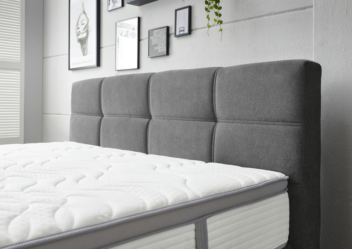 BOXSPRINGBETT 180/200 cm  in Grau  - Schwarz/Grau, Konventionell, Holz/Holzwerkstoff (180/200cm) - Carryhome