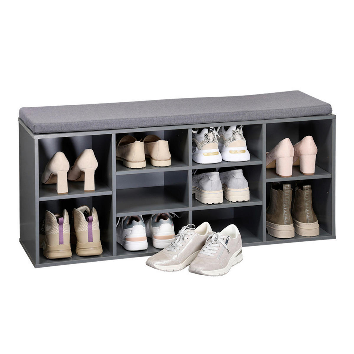 SCHUHSCHRANK Grau  - Grau, Design, Holzwerkstoff/Textil (103.5/48/29.5cm) - Kesper