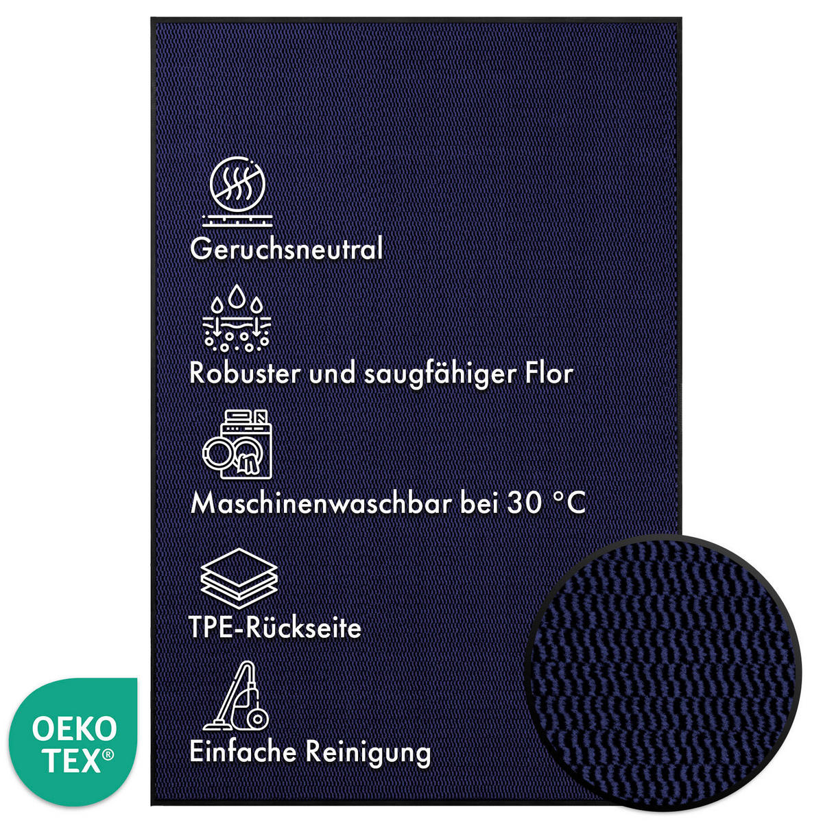 SCHMUTZFANGMATTE 80/120 cm  - Blau, Basics, Kunststoff/Textil (80/120cm) - Floordirekt