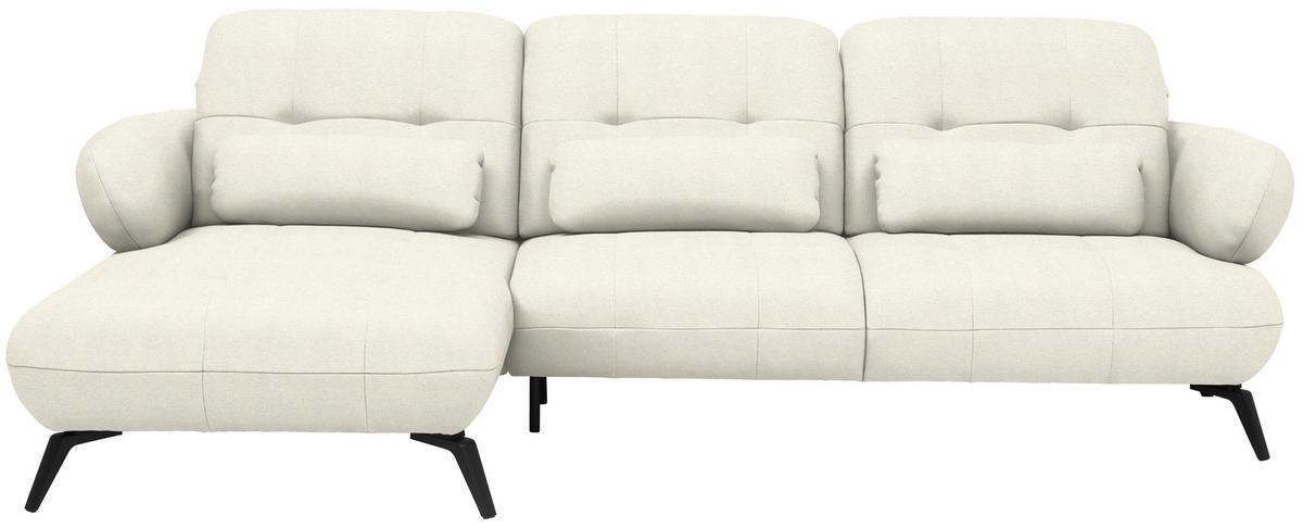 ECKSOFA Flachgewebe Naturfarben  - Schwarz/Naturfarben, Modern, Textil/Metall (180/282cm) - Novel