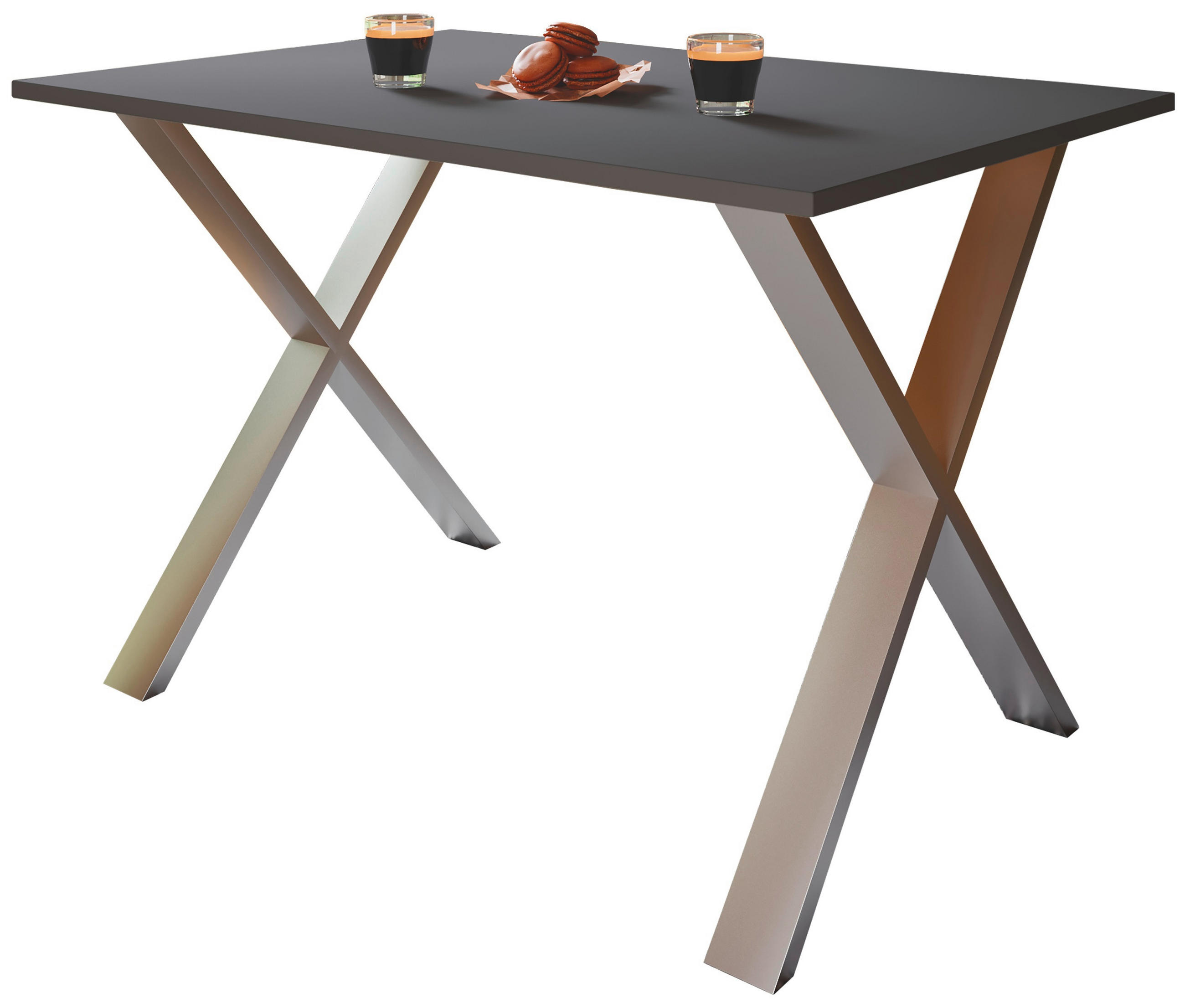 SCHREIBTISCH  in Anthrazit, Silberfarben  - Anthrazit/Silberfarben, Design, Holzwerkstoff/Metall (160/76/80cm) - MID.YOU