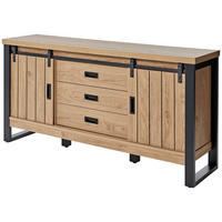 SIDEBOARD  in 153/75/39 cm  - Eichefarben/Schwarz, MODERN, Holzwerkstoff/Metall (153/75/39cm) - MID.YOU