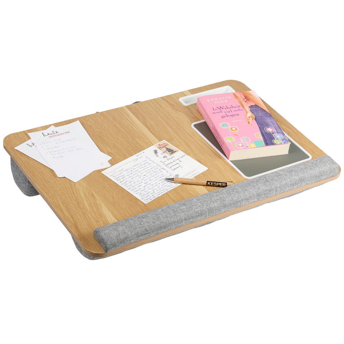 LAPTOPUNTERLAGE - Hellbraun/Grau, Basics, Holzwerkstoff/Kunststoff (55,5cm) - Kesper