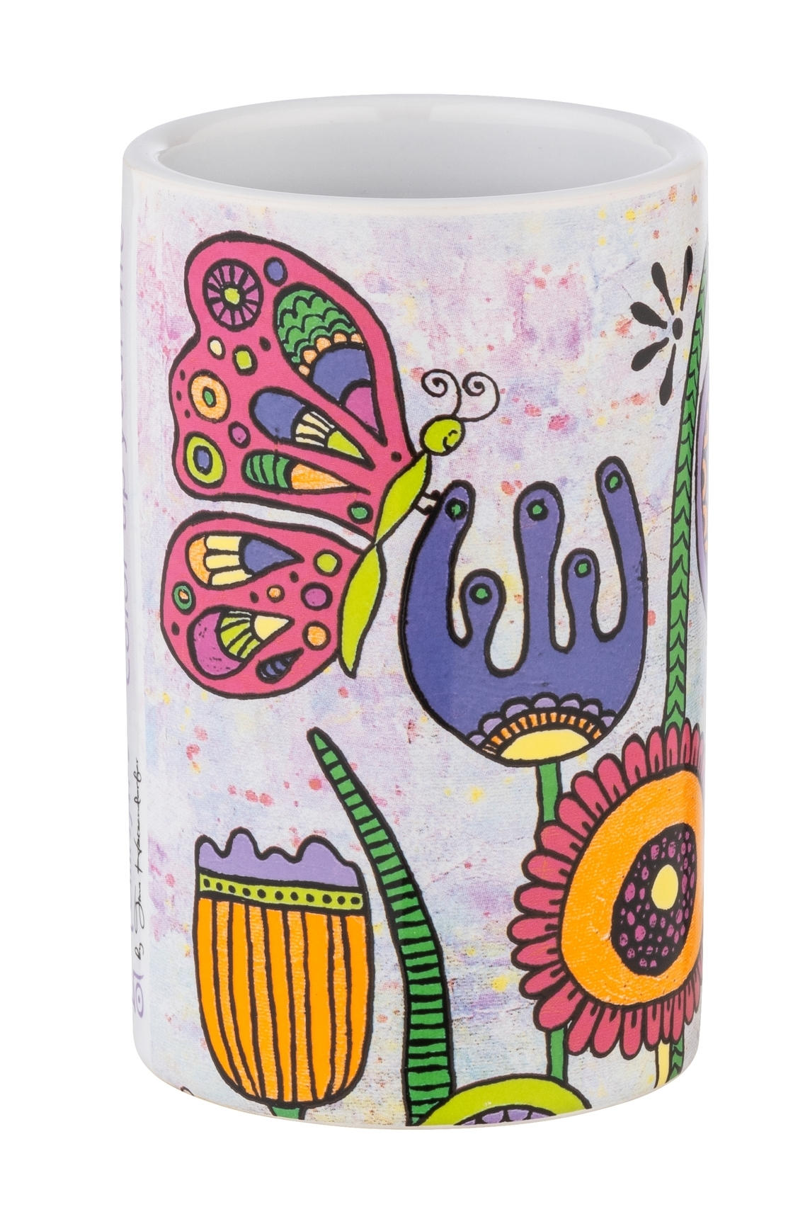 ZAHNPUTZBECHER ROLLIN ART  - Gelb/Lila, Trend, Keramik (6,5/11/6,5cm) - Wenko