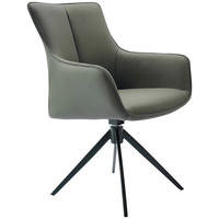STOLICA S NASLONOM ZA RUKE  zelena, crna  metal, koža      - zelena/crna, Design, koža/metal (64/87/60cm) - Novel