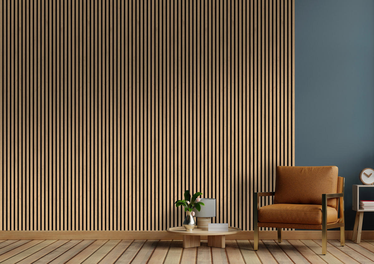AKUSTIKPANEEL Eiche Mittel 3-seitig foliert Eichefarben 57.25/1.9/267 cm  - Eichefarben, KONVENTIONELL, Holzwerkstoff/Textil (57.25/1.9/267cm)