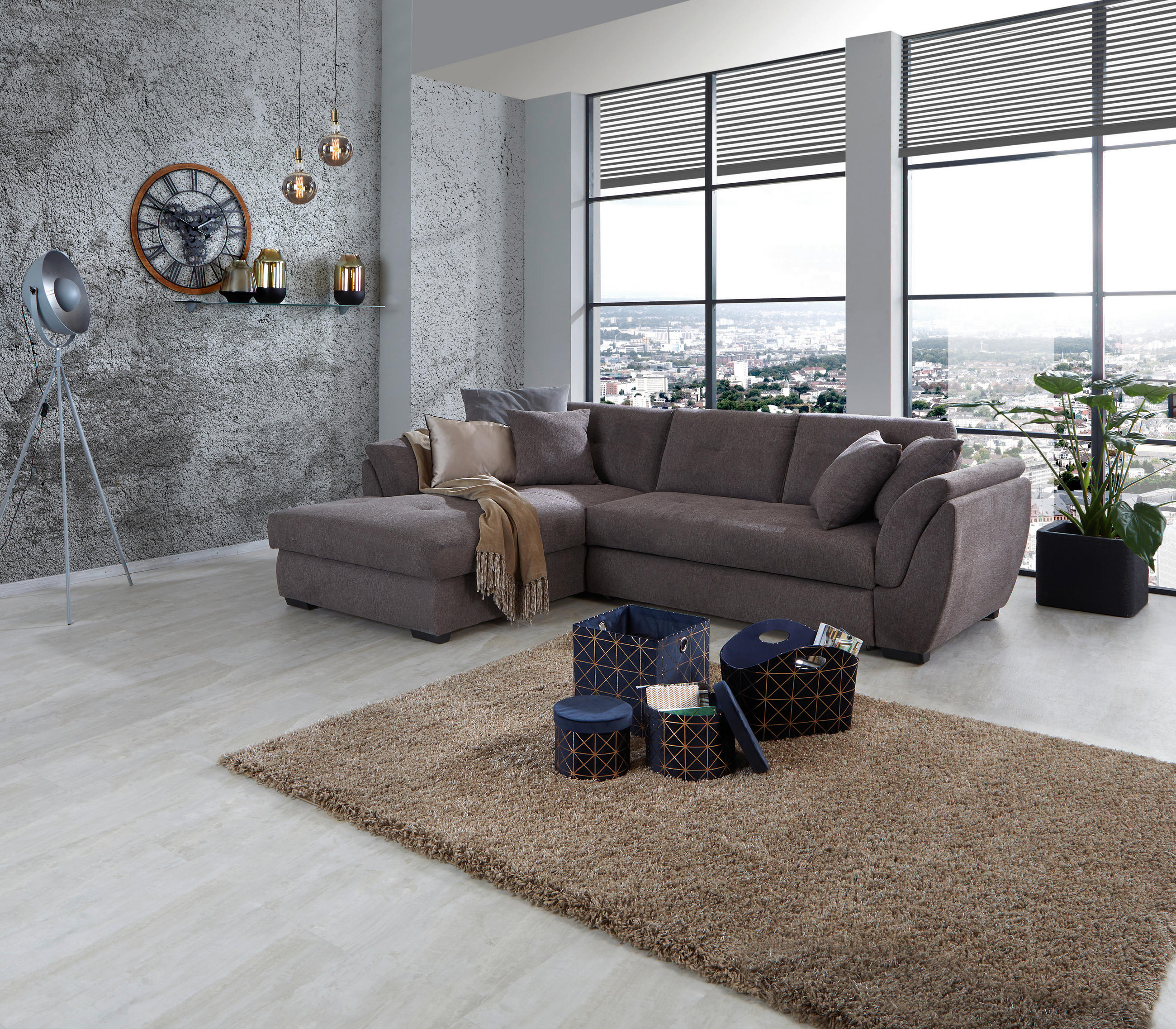 ECKSOFA Braun Webstoff  - Braun, Design (187/278cm) - Livetastic