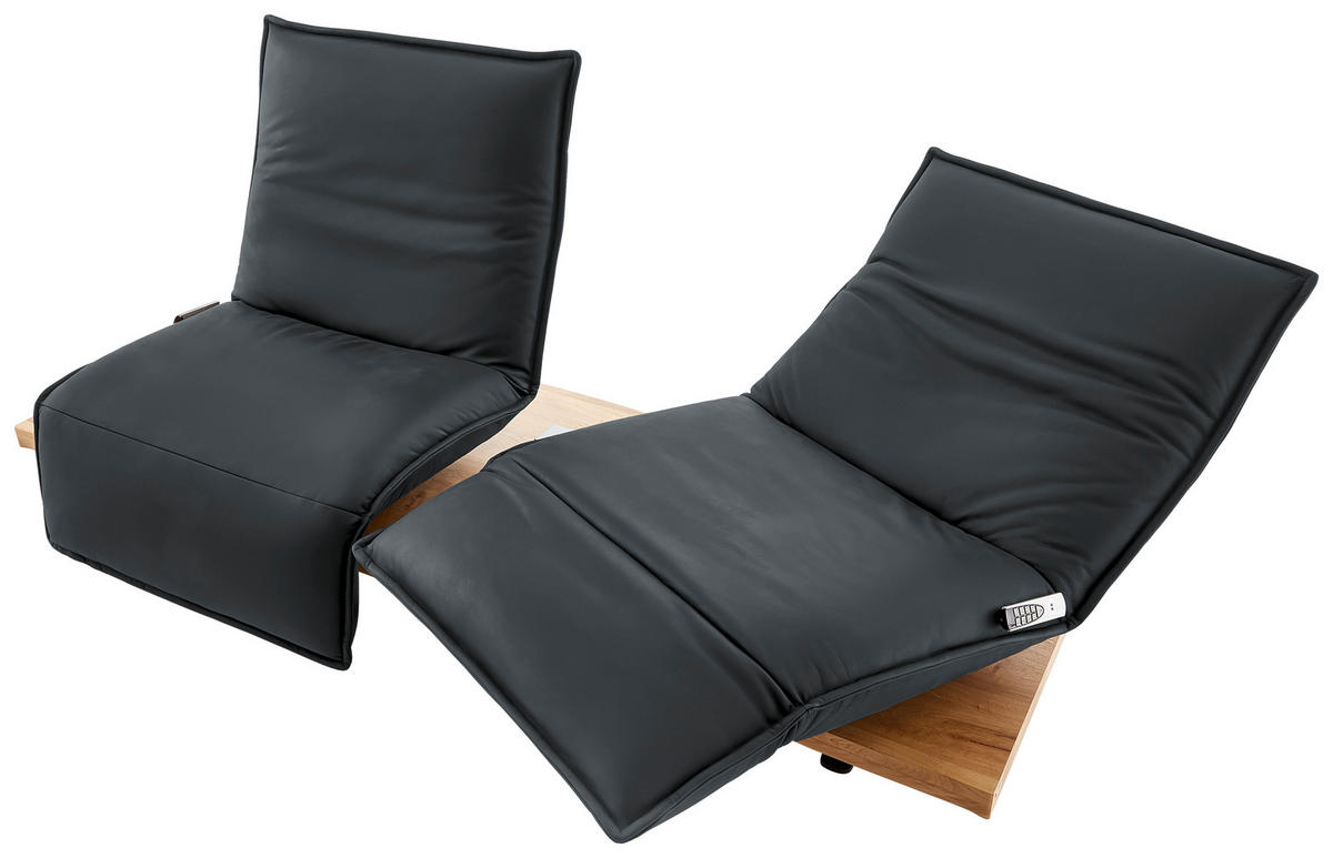2-SITZER-SOFA in Leder Grau  - Eichefarben/Schwarz, Natur, Leder/Holz (240/63/115cm) - Koinor
