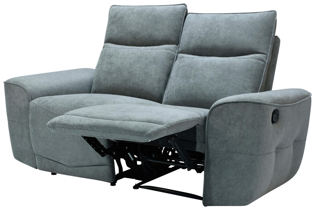 KÉTÜLÉSES KANAPÉ fém, műanyag, textil, faalapú anyag szürke  - fekete/szürke, Konventionell, műanyag/faalapú anyag (170cm) - Celina Home