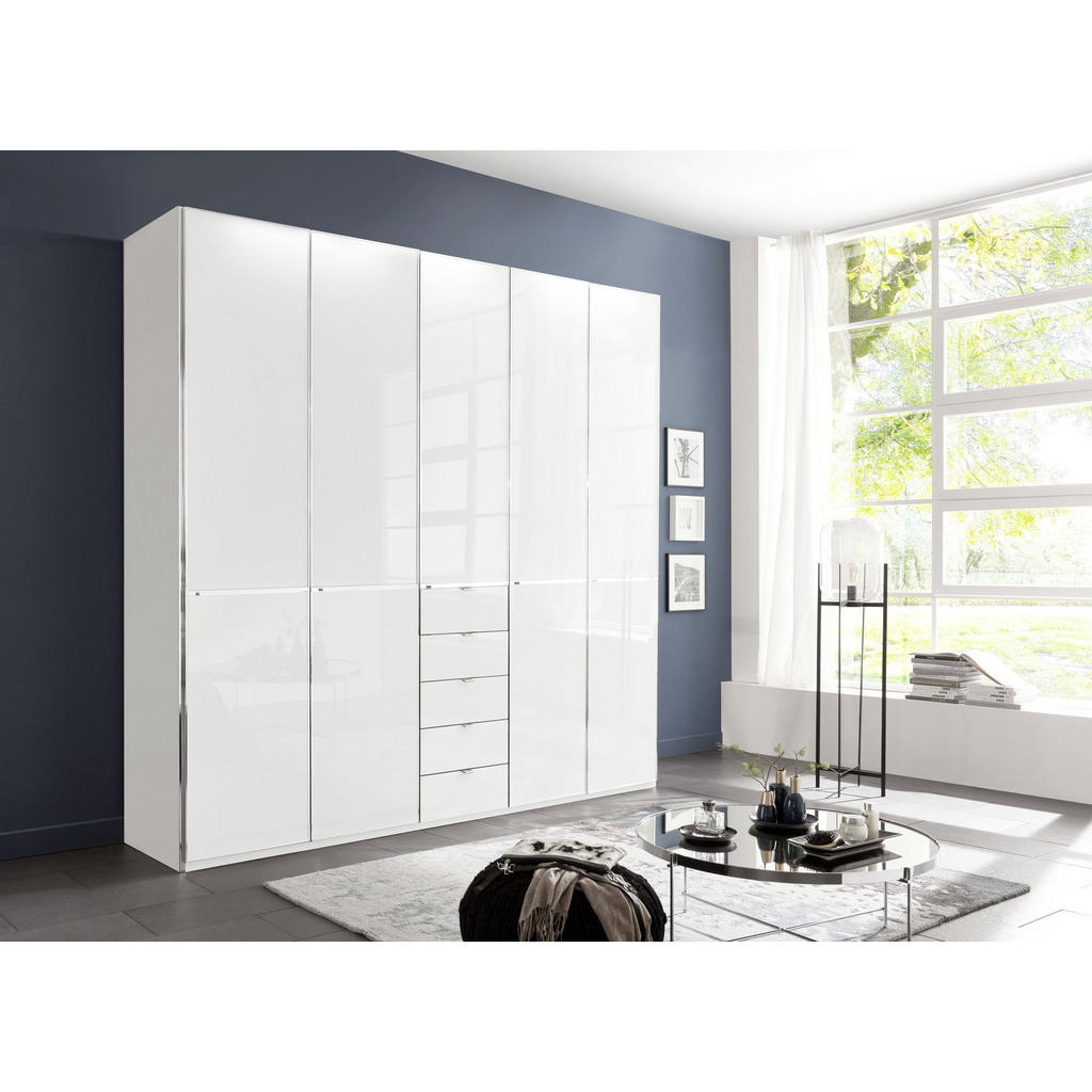Thumbnail - Novel Kleiderschrank, Weiß, Metall, 6 Fächer, 5 Schubladen, 250x236x58 cm, ISO 9001, Typenauswahl, umfangreiches Zubehör...