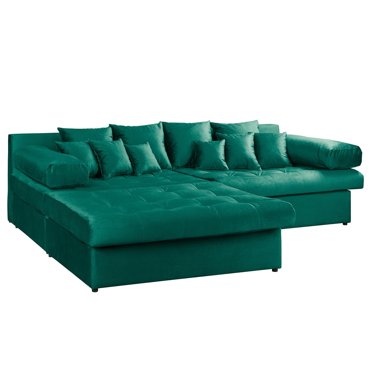 ECKSOFA Velours Grün  - Schwarz/Grün, Design, Kunststoff/Textil (243/284cm) - P & B
