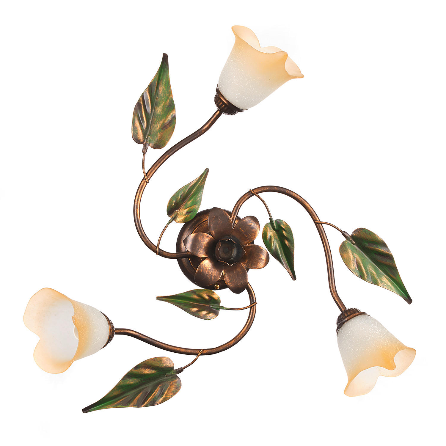 DECKENLEUCHTE 50/20/50 cm   - Bronzefarben/Olivgrün, ROMANTIK / LANDHAUS, Glas/Metall (50/20/50cm)