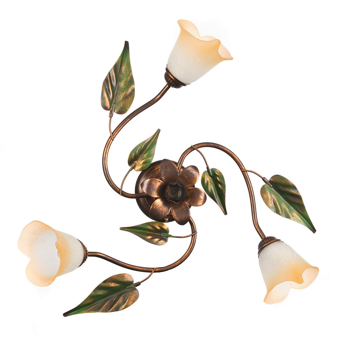 DECKENLEUCHTE 50/20/50 cm   - Bronzefarben/Olivgrün, ROMANTIK / LANDHAUS, Glas/Metall (50/20/50cm)