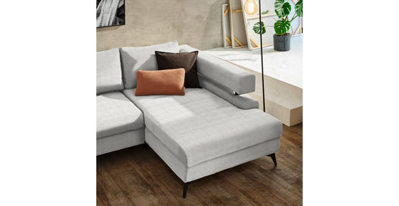 ECKSOFA in Chenille Creme  - Creme/Schwarz, KONVENTIONELL, Textil/Metall (265/184cm) - Hom`in