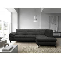 ECKSOFA Dunkelgrau Struktur, Plüsch  - Dunkelgrau/Schwarz, Design, Textil/Metall (274/201cm) - MID.YOU