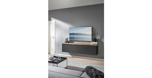 LOWBOARD  180/46/41 cm  erweiterbar, Typenauswahl, Beimöbel erhältlich, umfangreiches Zubehör erhältlich, stehend, hängend  - Eichefarben/Anthrazit, Design, Holzwerkstoff/Kunststoff (180/46/41cm) - Dieter Knoll