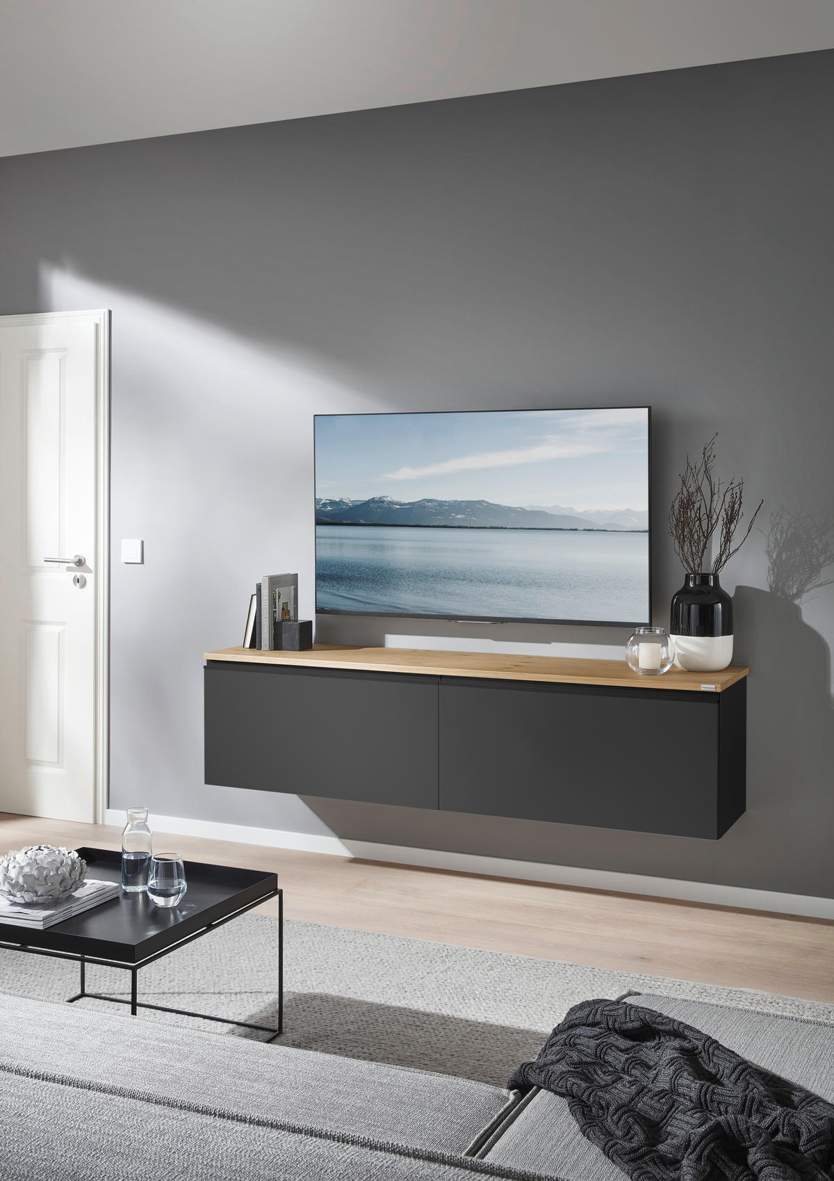 LOWBOARD  in 180/46/41 cm  - Eichefarben/Anthrazit, Design, Holzwerkstoff/Kunststoff (180/46/41cm) - Dieter Knoll