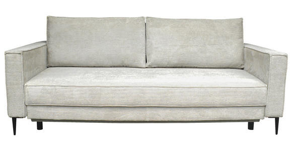 SCHLAFSOFA Cord Naturfarben  inkl. Rückenkissen, Bettkasten, Schlaffunktion, Rücken echt, Liegefläche im Originalstoff  - Schwarz/Naturfarben, KONVENTIONELL, Textil/Metall (222/93/98cm) - Carryhome