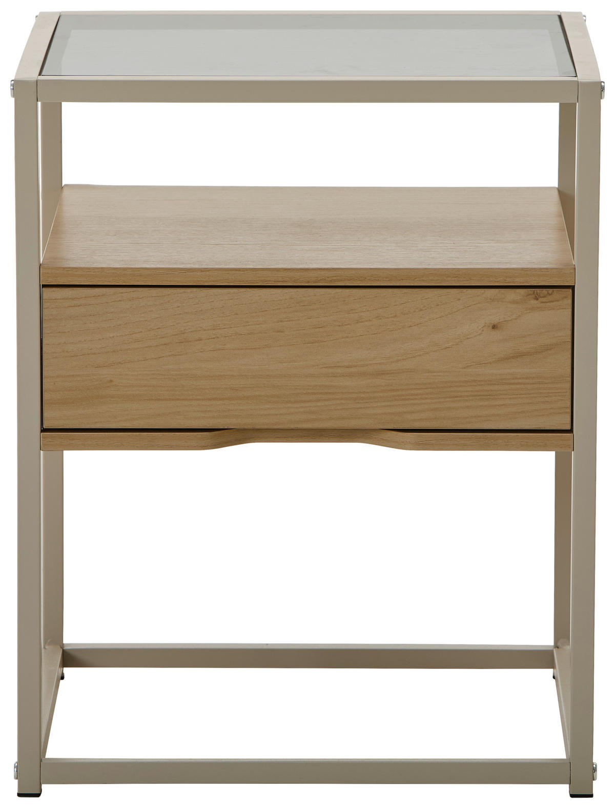 BEISTELLTISCH in Metall, Glas, Holzwerkstoff 40/40/50 cm  - Kaschmir/Eichefarben, Basics, Glas/Holzwerkstoff (40/40/50cm) - Xora