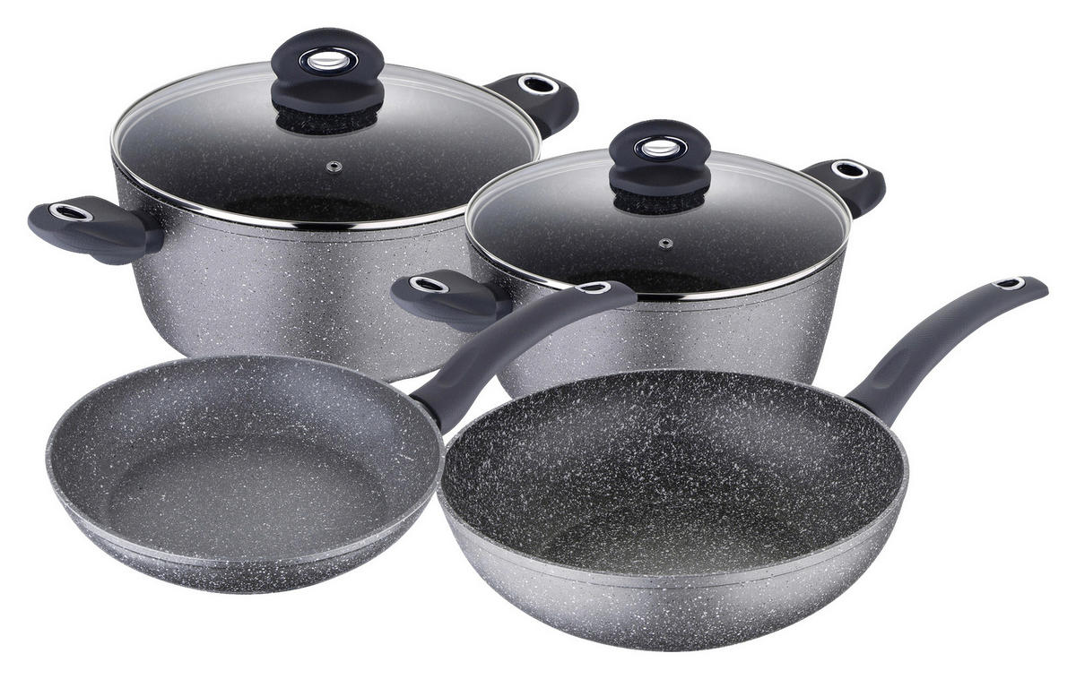 KOCHTOPFSET 6-teilig  - Transparent/Schwarz, Basics, Glas/Kunststoff