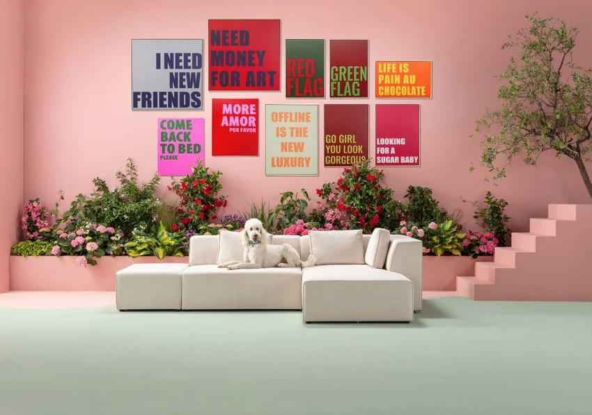 BILD Text  - Beige/Rot, Trend, Papier/Kunststoff (80/80/5cm) - Kare-Design