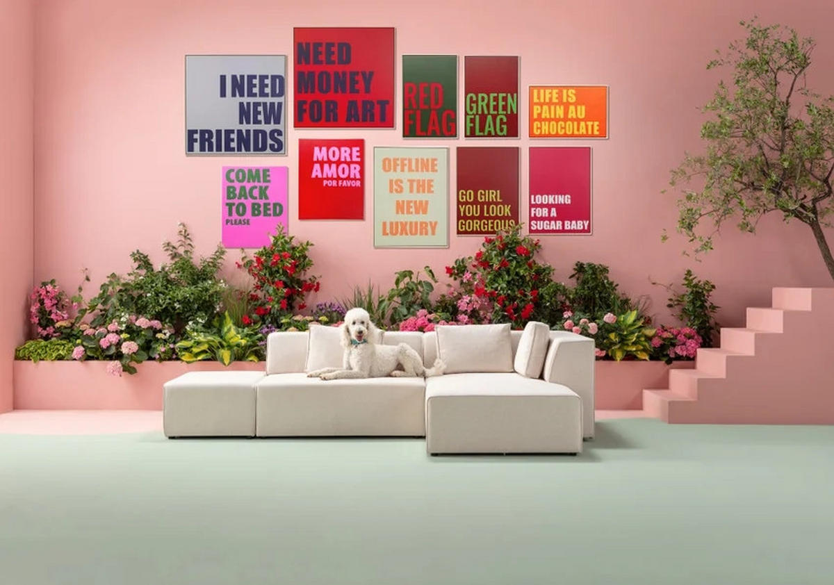 BILD Text  - Beige/Rot, Trend, Papier/Kunststoff (80/80/5cm) - Kare-Design