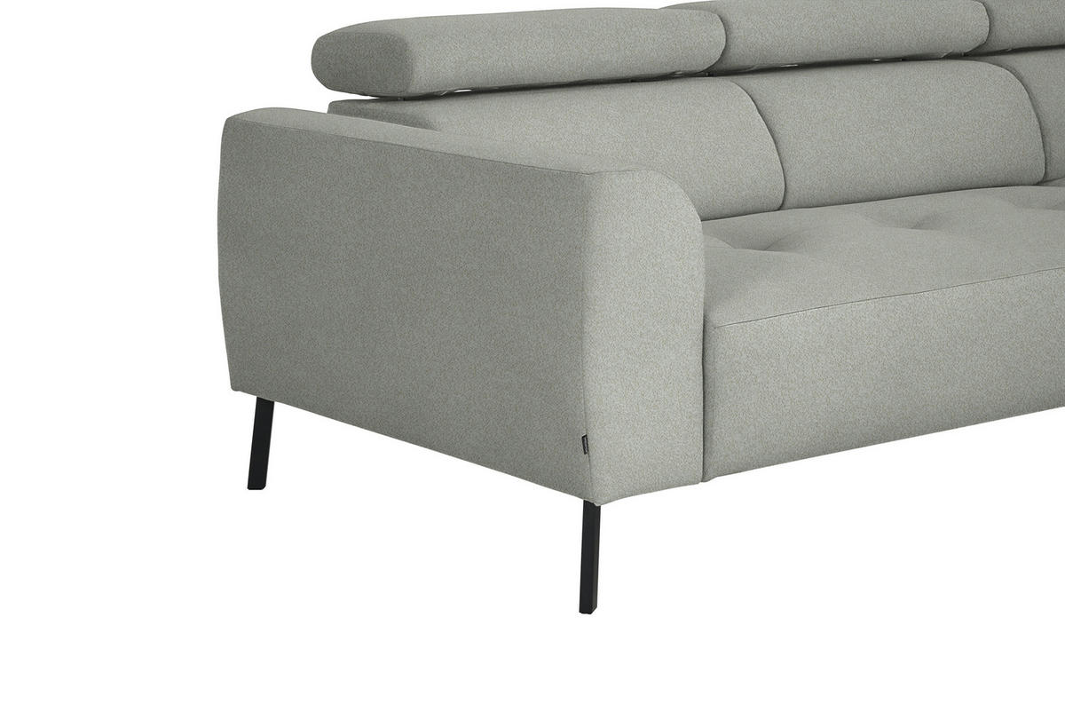 ECKSOFA in Chenille Alabasterfarben  280/205 cm  - Alabasterfarben/Schwarz, Design, Textil/Metall (280/205cm) - Xora
