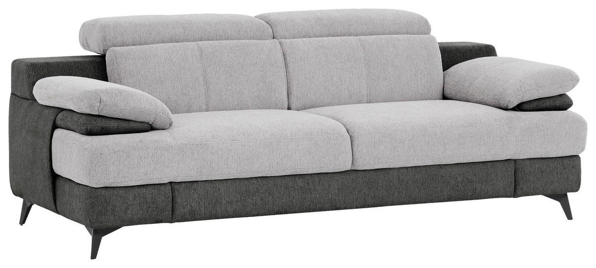 3-SITZER-SOFA in Chenille Graphitfarben, Silberfarben  - Silberfarben/Schwarz, Design, Textil/Metall (225/80/104cm) - Livetastic