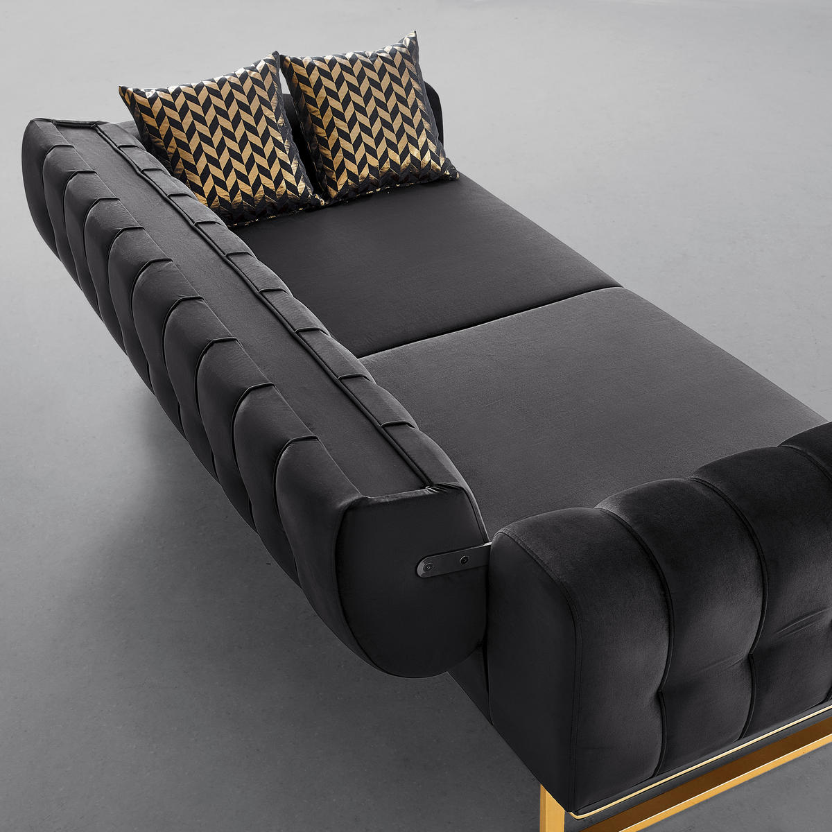 3-sitzer-sofa Aile, textil, negru - auriu/negru, Lifestyle, textil (244/80/90cm) - Based